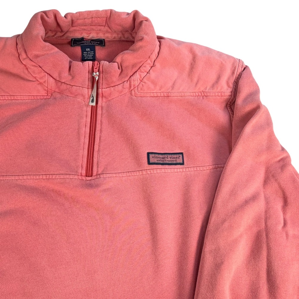 Vineyard Vines Mens XXL Coral Pink 1/4 Zip Cotton Shep & Ian Pullover Sweatshirt